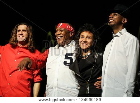CRACOW POLAND - MARCH 16 2016: Billy Cobham Band live on stage in ICE Cracow Poland