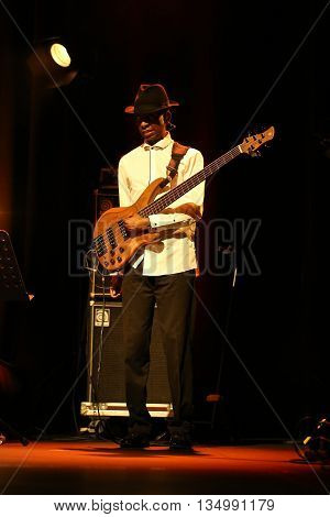 CRACOW POLAND - MARCH 16 2016: Billy Cobham Band live on stage in ICE Cracow Poland