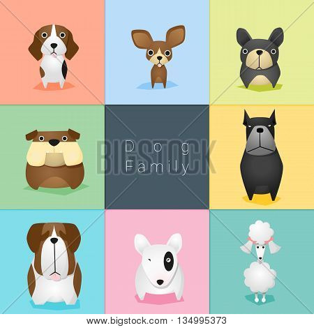 Set of dog family , vector , illustration