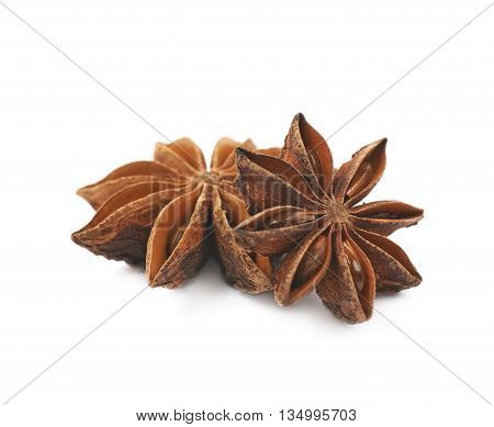 Pile of multiple Chinese star anise seeds, composition isolated over the white background