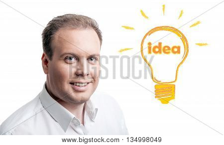 portrait of a man with an idea on a white background
