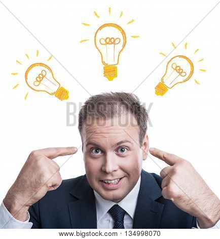 portrait of a man with an idea on a white background