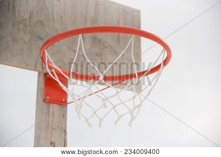 Basketball Hoop At A Backyard. Sport Room.