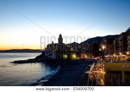 Veduta Di Camogli Di Notte, Con Luci