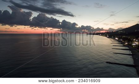Seascape With The Coastline Of New Athos In The Evening.