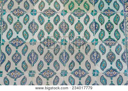 Handmade Old Blue Turkish Tiles From Topkapi Palace