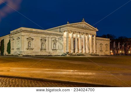 Roman Building At The Koenigsplatz At The Blue Hour
