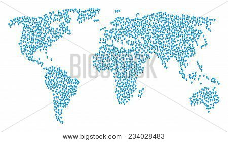 Geographic Composition Map Designed Of Electric Bulb Items. Vector Electric Bulb Scattered Flat Item