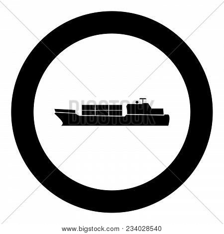 Merchant Ship Icon Black Color In Circle Vector Illustration Isolated