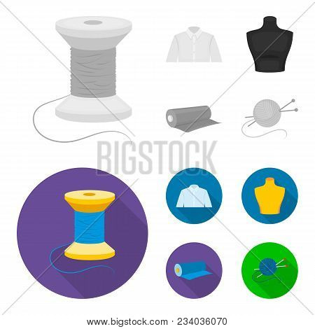 A Man Shirt, A Mannequin, A Roll Of Fabric, A Ball Of Threads And Knitting Needles.atelier Set Colle
