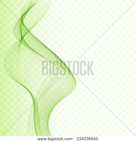 Abstract Vector Background, Green Waved Lines For Brochure, Website, Flyer Design. Illustration