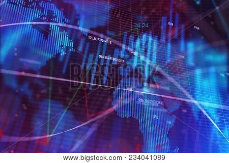 Creative Forex Backdrop With Map And Lines. Investment, Trade And Finance Concept. 3d Rendernig