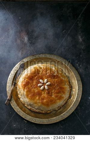 Moroccan Bastilla On Copper Palte, Space For Wording.