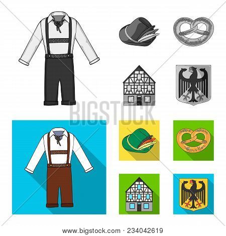 Country Germany Monochrome, Flat Icons In Set Collection For Design. Germany And Landmark Vector Sym