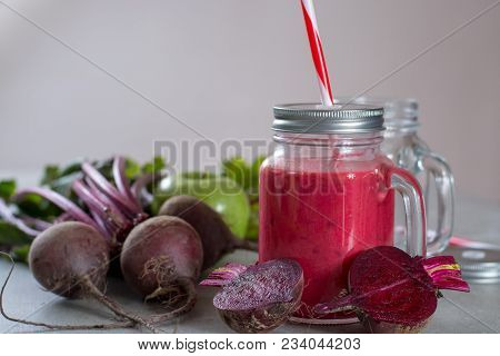 Healthy Dietary Detox Food, Fresh Smoothie Frim Young Red Beets