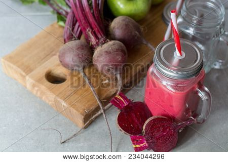 Healthy Dietary Detox Food, Fresh Smoothie Frim Young Red Beets