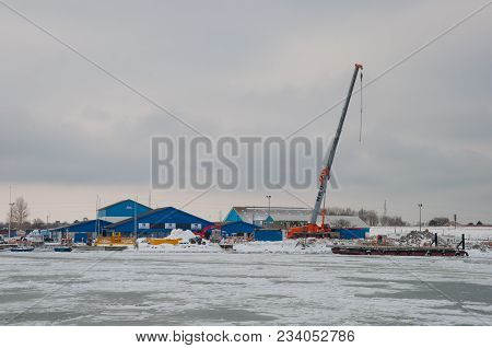 Vordingborg Denmark - March 3. 2018: Construction Site Of A New Bridge