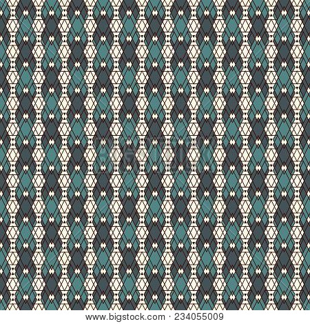 Ethnic Style Abstract Seamless Pattern With Repeated Diamonds. Native Americans Ornamental Backgroun