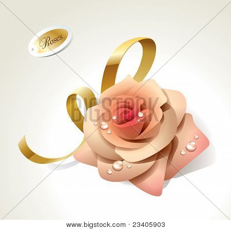 Pink Rose-Dewdrops arany szalaggal.