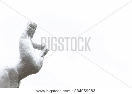 Close-up Buddha Hand Gesture Vitarka Mudra Isolated On White
