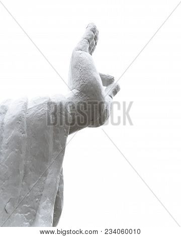 Close-up Buddha Hand Gesture Vitarka Mudra Isolated On White