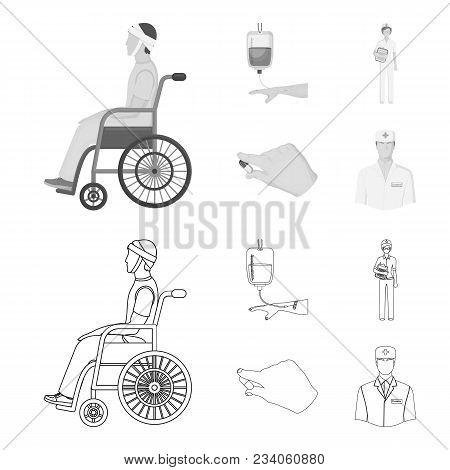 Invalid With Trauma, Blood Transfusion, Doctor, Medication In The Hands Of A Doctor. Medicineset Col