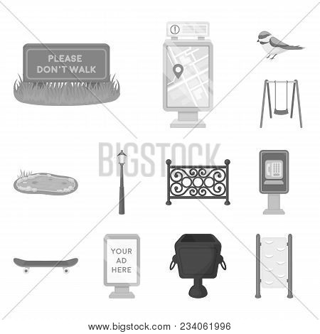 Park, Equipment Monochrome Icons In Set Collection For Design. Walking And Rest Vector Symbol Stock 