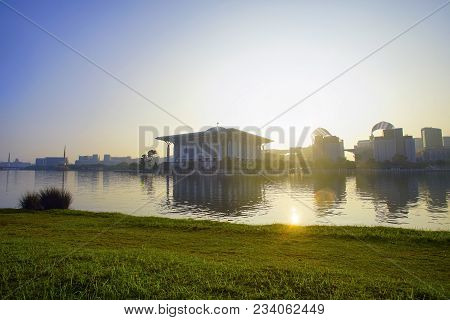 Sunset View At Masjid Besi (iron Mosque) Or Masjid Tuanku Mizan Zainal Abidin, Putrajaya, Malaysia.