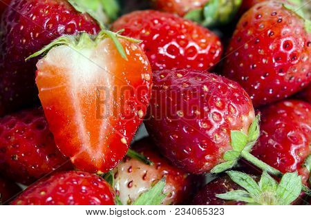 Strawberry Fruit (also Named As Fragaria Strawberry Or Fragaria Ananassa Berry) Isolated On White Ba