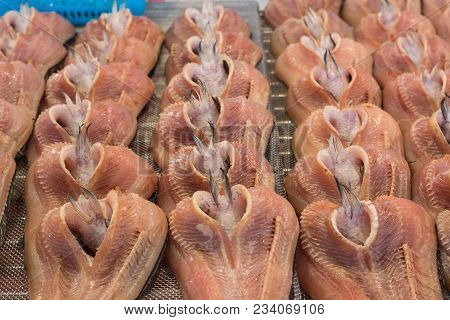 Dried And Salted Striped Snakehead Fish In Market