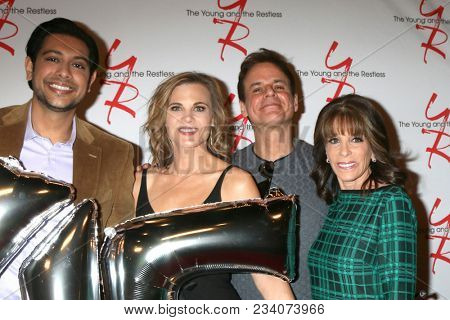 LOS ANGELES - MAR 26:  Abhi Sinha, Gina Tognoni, Christian LeBlanc, Kate Linder at the The Young and The Restless Celebrate 45th Anniversary at CBS Television City on March 26, 2018 in Los Angeles, CA