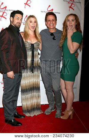 LOS ANGELES - MAR 26:  David Lago, Lauren Woodland, Christian LeBLanc, Camryn Grimes at the The Young and The Restless Celebrate 45th Anniversary at CBS TV City on March 26, 2018 in Los Angeles, CA