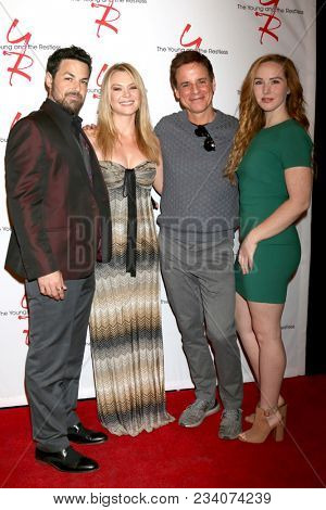 LOS ANGELES - MAR 26:  David Lago, Lauren Woodland, Christian LeBLanc, Camryn Grimes at the The Young and The Restless Celebrate 45th Anniversary at CBS TV City on March 26, 2018 in Los Angeles, CA