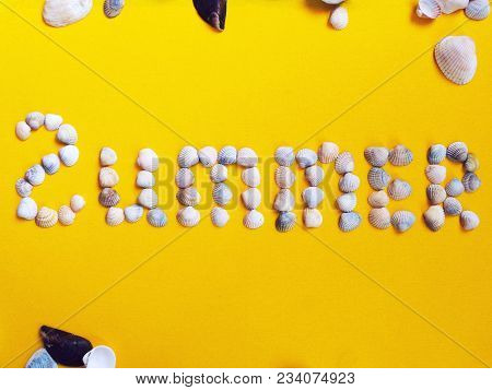 The Inscription Of The Word Summer Shells. The Concept Of Travel, Tourism
