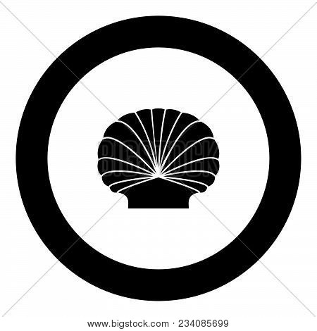 Shell Black Icon In Circle Vector Illustration Isolated