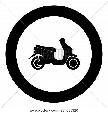 Scooter Black Icon In Circle Vector Illustration Isolated