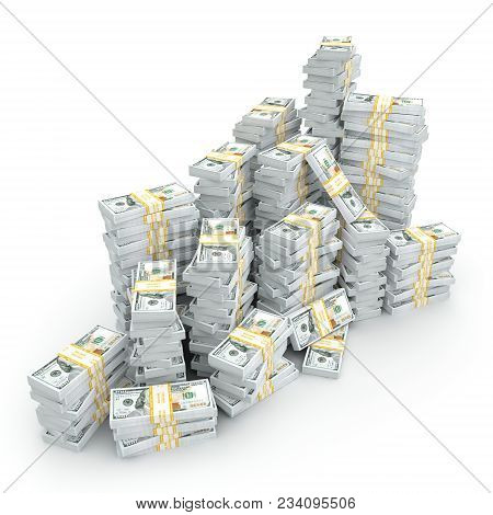 3D Rendering Lots Of Packs Of Us Dollars