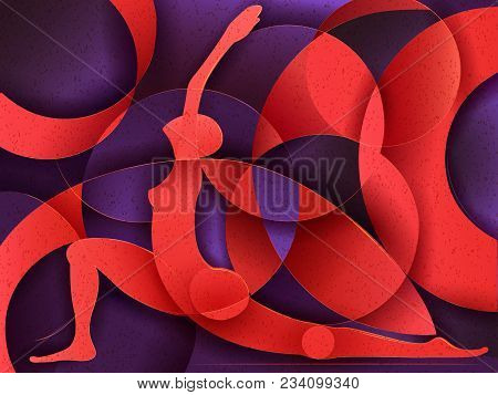Vector Design Of People Practicing Yoga On Abstract Cubism Backhround