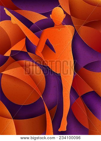 Vector Design Of People Practicing Yoga On Abstract Cubism Backhround