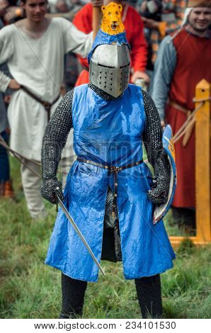 Ritter Weg, Russia, Morozovo, April 2017: Festival Of The European Middle Ages. Portrait Of Medieval