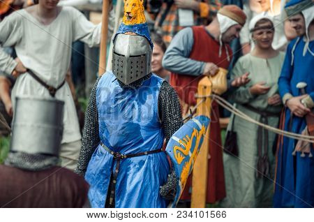 Ritter Weg, Russia, Morozovo, April 2017: Festival Of The European Middle Ages. Portrait Of Medieval