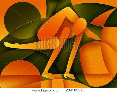 Vector Design Of People Practicing Yoga On Abstract Cubism Backhround