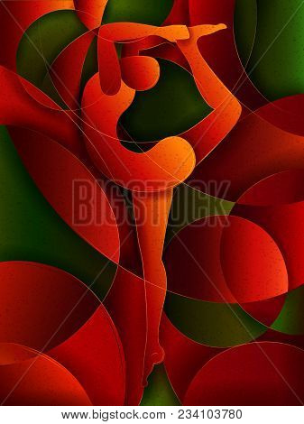Vector Design Of People Practicing Yoga On Abstract Cubism Backhround