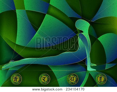 Vector Design Of People Practicing Yoga On Abstract Cubism Backhround