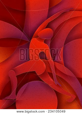 Vector Design Of People Practicing Yoga On Abstract Cubism Backhround