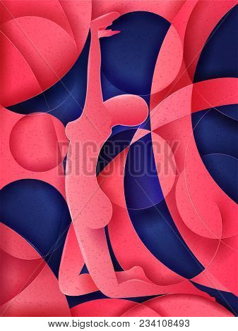 Vector Design Of People Practicing Yoga On Abstract Cubism Backhround