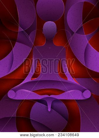 Vector Design Of People Practicing Yoga On Abstract Cubism Backhround