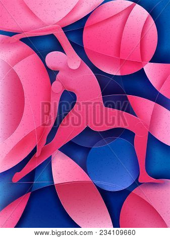 Vector Design Of People Practicing Yoga On Abstract Cubism Backhround