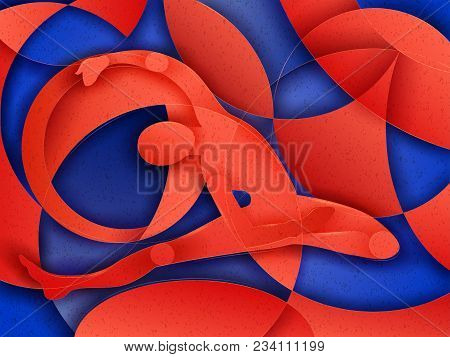 Vector Design Of People Practicing Yoga On Abstract Cubism Backhround