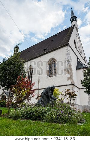 Schwaz, Austria - August 8, 2017:  Franziskanerkloster A Franciscan Church In The Picturesque Town O